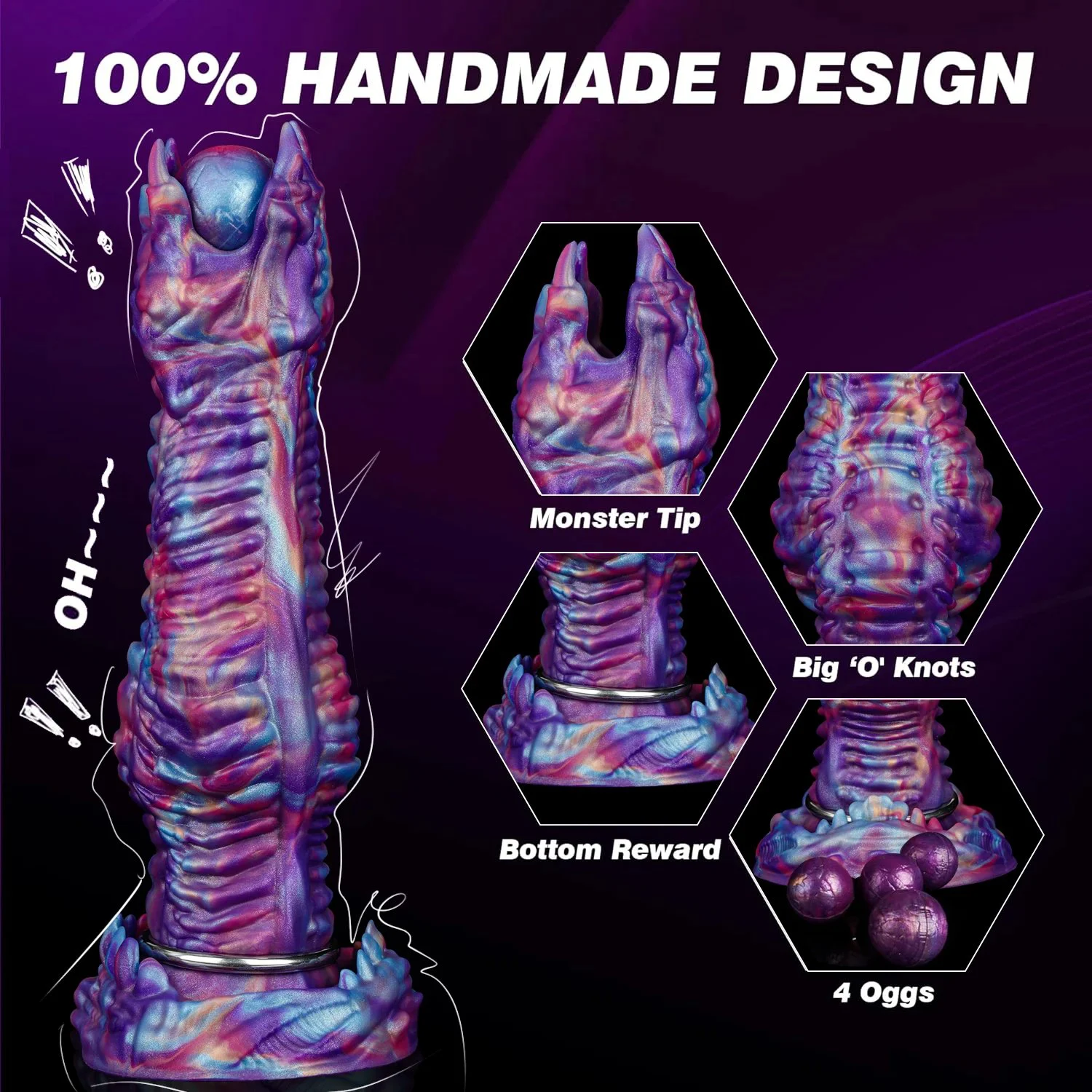 Monster Thick Ovipositor Dildo 4 Eggs Big Fantasy Anal Horse Knot Dragon Inflatable Pump Dog Sex Toy Soft Silicone Waterproof