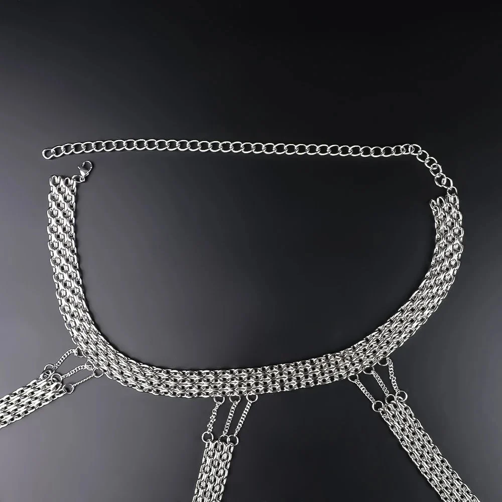 Women Sexy Punk Cupless Bra G-string Set Hollow Out Body Cage Bras Strappy Body Harness Lingerie
