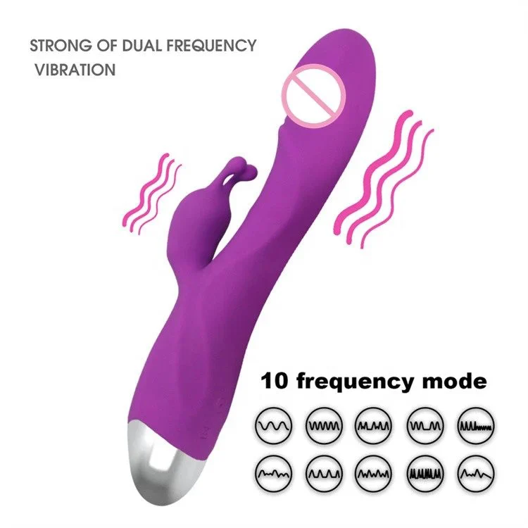 10 Speed USB Double Motor Clitoral Stimulator AV Realistic Dildo Rabbit Vibrator Sex Toys for Women