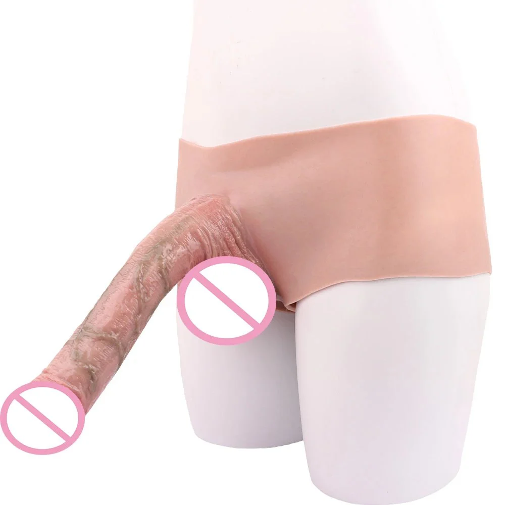 Realistic Extended Penis Panties with Real Skin Soft Feeling Boxer Briefs Sexy Cock Panties for Male Enlargement