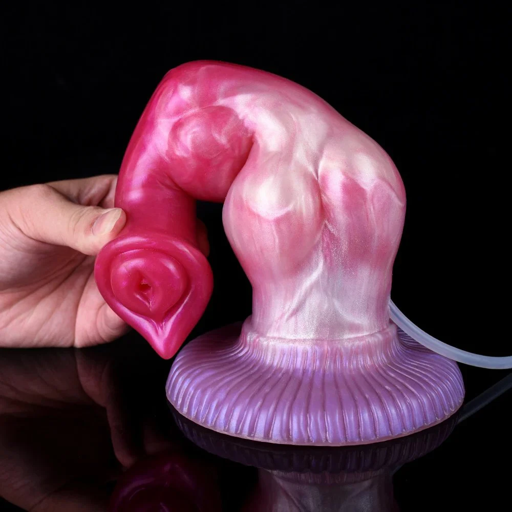Soft Silicone Squirting Dildo Equipped with Injector and Pump Fantasy Style Portable SexToy for Adult