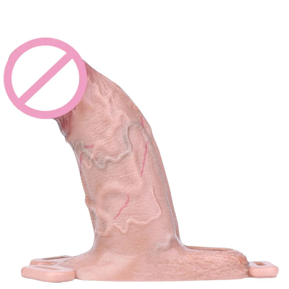 Realistic Soft Dildo Enlarge Sleeve Delay Ejaculation Stronger Enlargement Extender Dick Cover with Belt Adult Sex Toys for Men