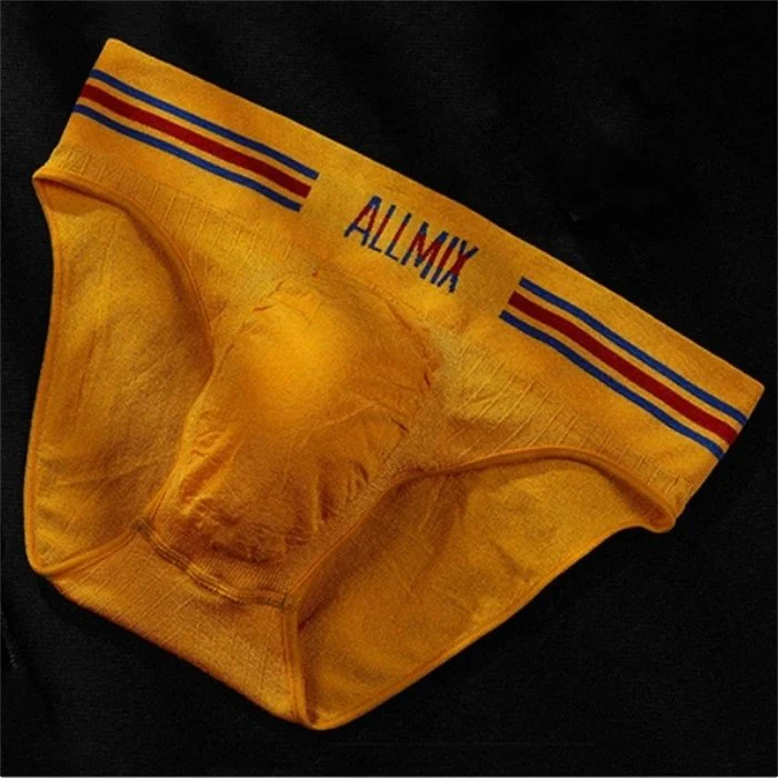 Men's Seamless Winter Boxer Briefs With Pouch Bag Colorful Waistband Underwear
