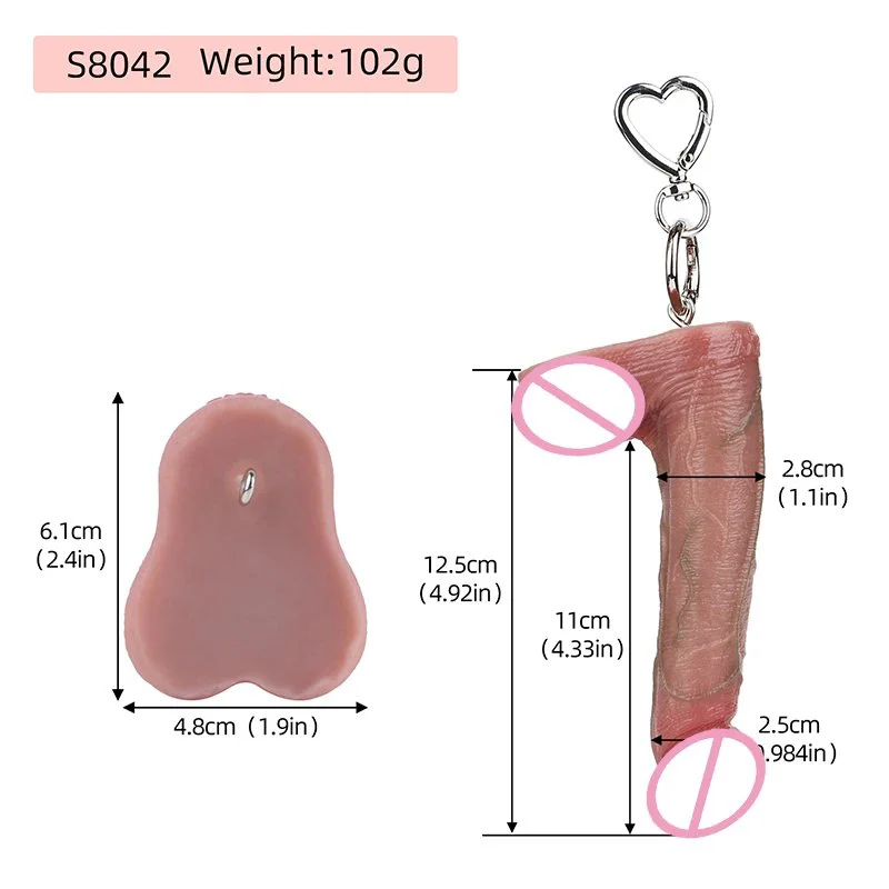 Mini Dildo Keychain,Dildo Sex Toy Soft Enamel Adult Keychain Mini Simulation Penis Keychain Masturbator for Women
