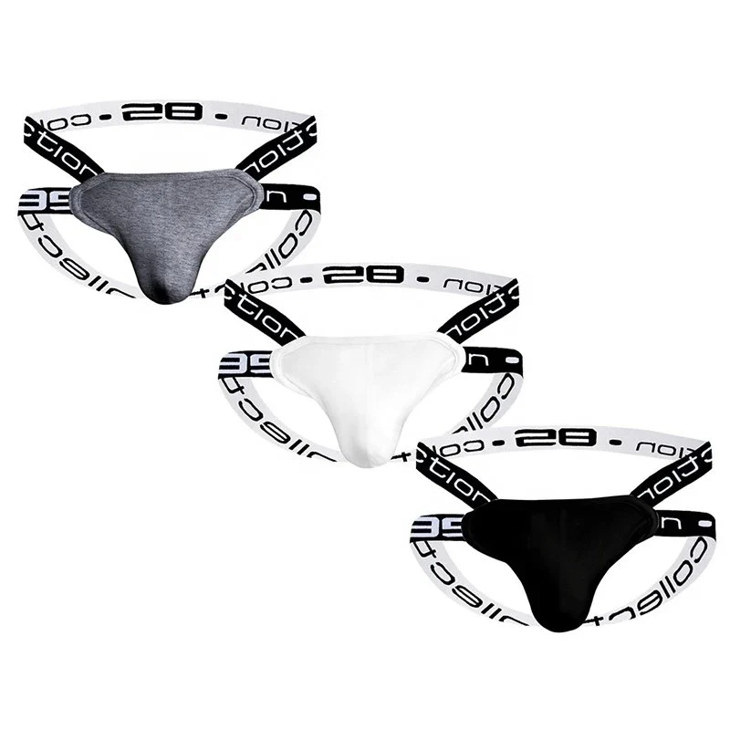 Custom Logo Sexy Mens Thong Penis Pouch Plus Size Jockstrap Plain Men Brief Boxers Low Rise G-string for Man