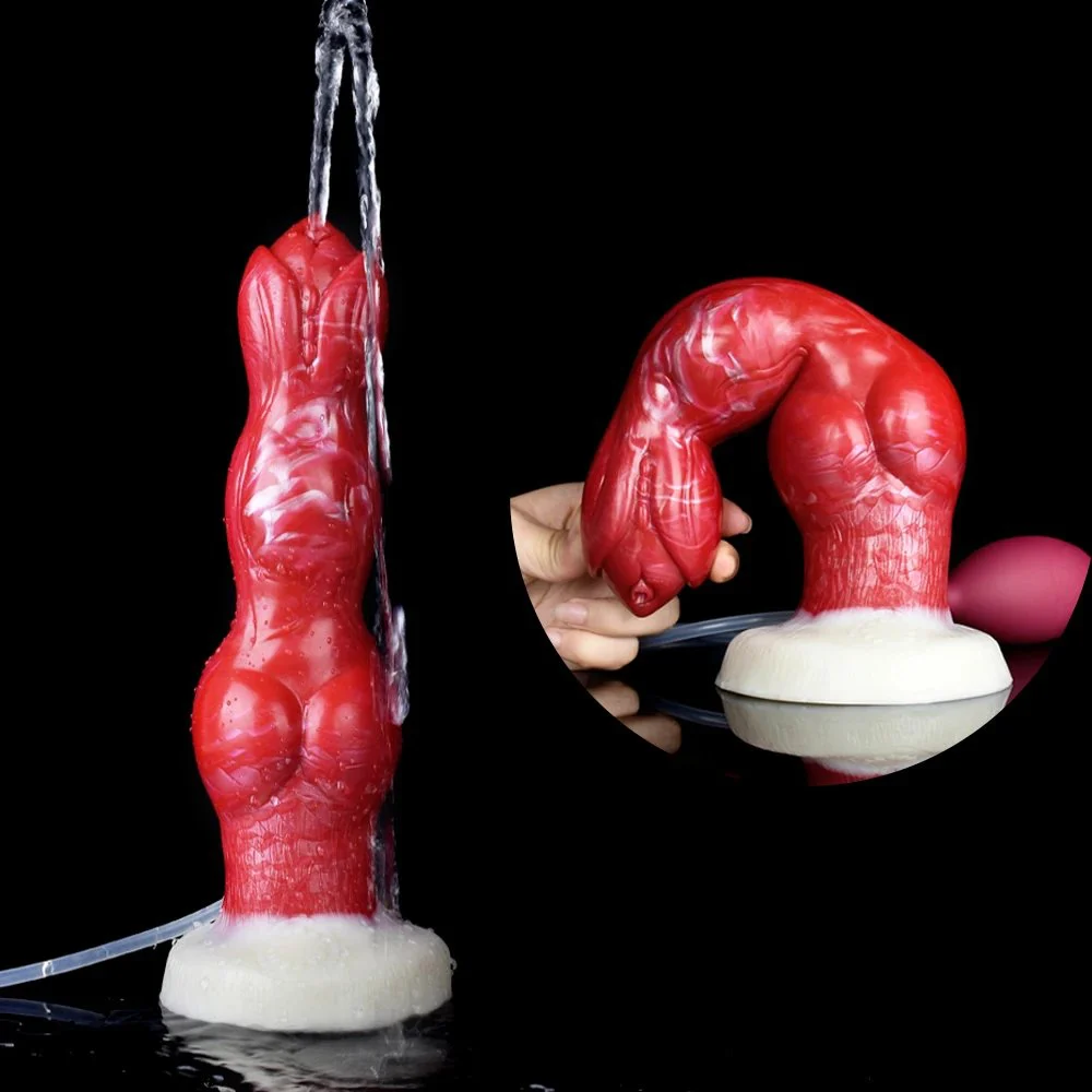 New Adult Dog Squirting Dildo Gorgeous Ejaculation Dildo for Women Flexible Sex Tool Silicone Animal Penis