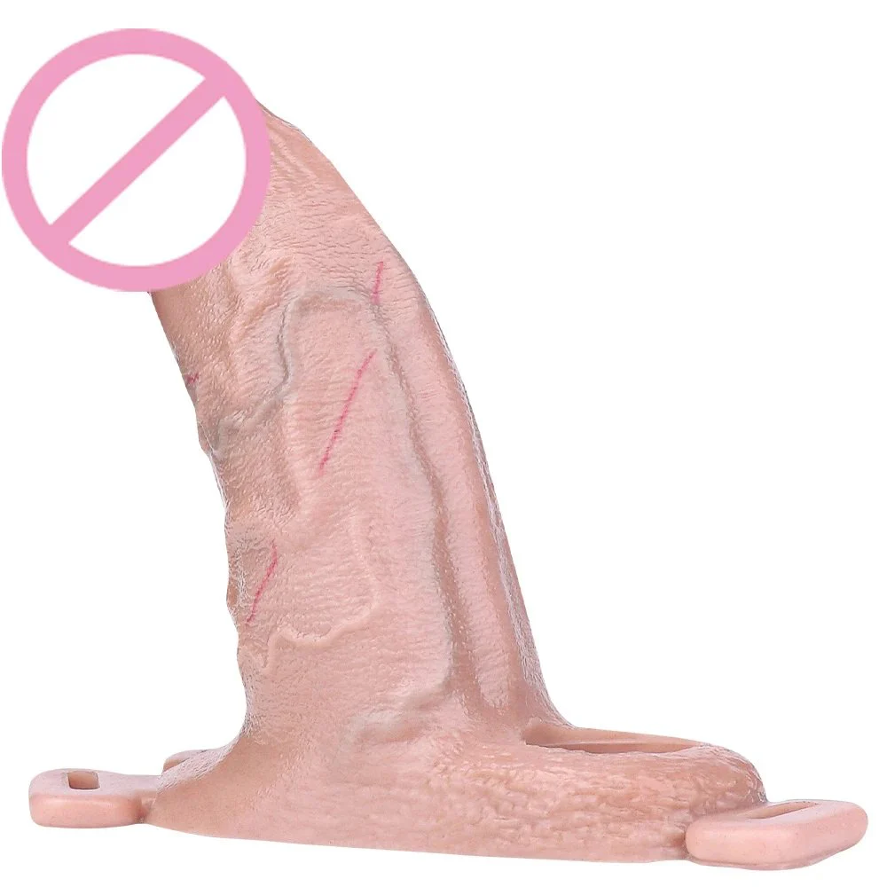 Realistic Soft Dildo Enlarge Sleeve Delay Ejaculation Stronger Enlargement Extender Dick Cover with Belt Adult Sex Toys for Men