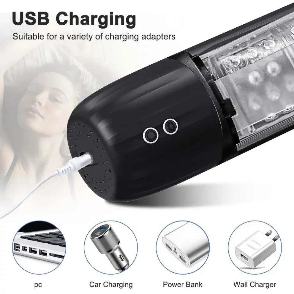 Automatic Adjustable Modes Man Masturbator TPE Vagina Simulation Cup Sucking Heating Features for Male Masturbation-Gelance