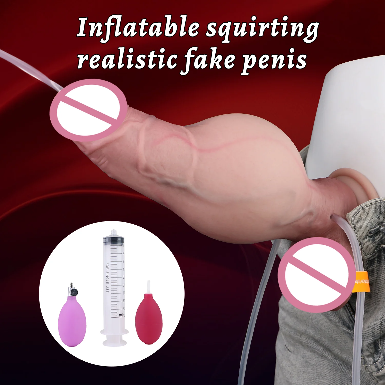 New Inflatable Ejaculating Dildo Adult Sex Toys with Simulated Skin Experience Liquid Silicone Malleable Squirting Dildo