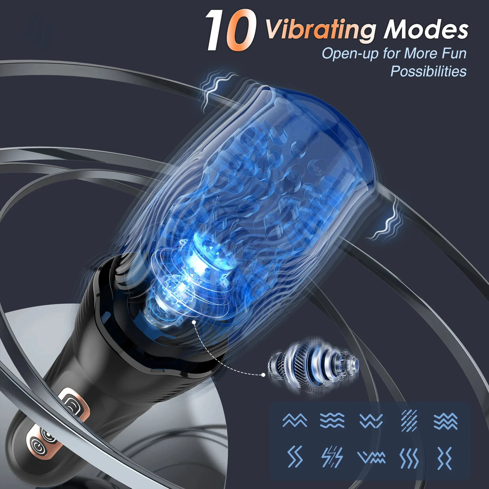 Automatic Male Masturbator with 10 Vibration & 5 Thrusting Rotating Patterns Penis Pump & Stroker Adult Toy