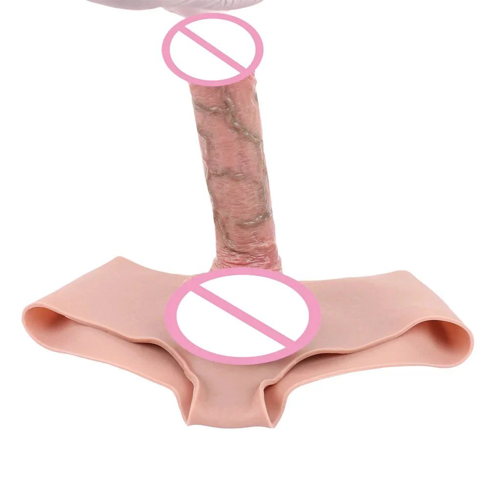 Elastic Liquid Silicone Wearable Hollow Penis Panties Realistic Dildo Strap on Dildo Adult Sex Toy for Men Women Hollow Sleeve