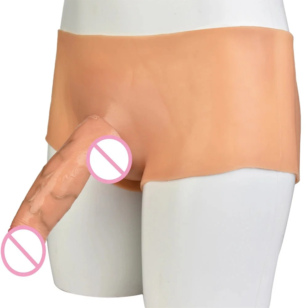 Realistic Wearable Solid Dildo Pants G-Spot Stimulator Lifelike One-Piece Penis Silicone Solid Pants Sex Toys for Lesbian