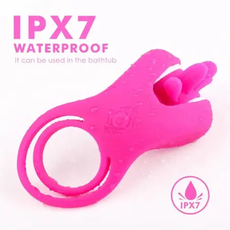 10 Speed Rotation Oral Tongue Licking Double Penis Ring Vibrator G Spot Cock Ring with Clitoris Stimulator