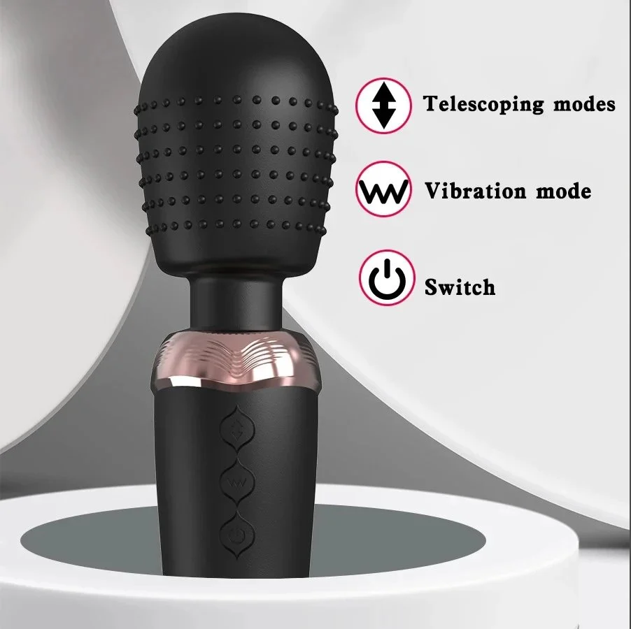 10 Modes Rechargeable Double Motors Handheld Telescopic Big AV Sex Vibrator Sex Toys Women