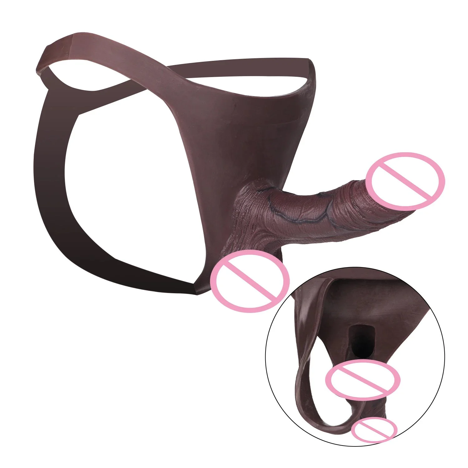 Obsidian-Colored Male Penis Extender Silicone Hollow Penis Sleeve Suitable for Men's Adult Toys