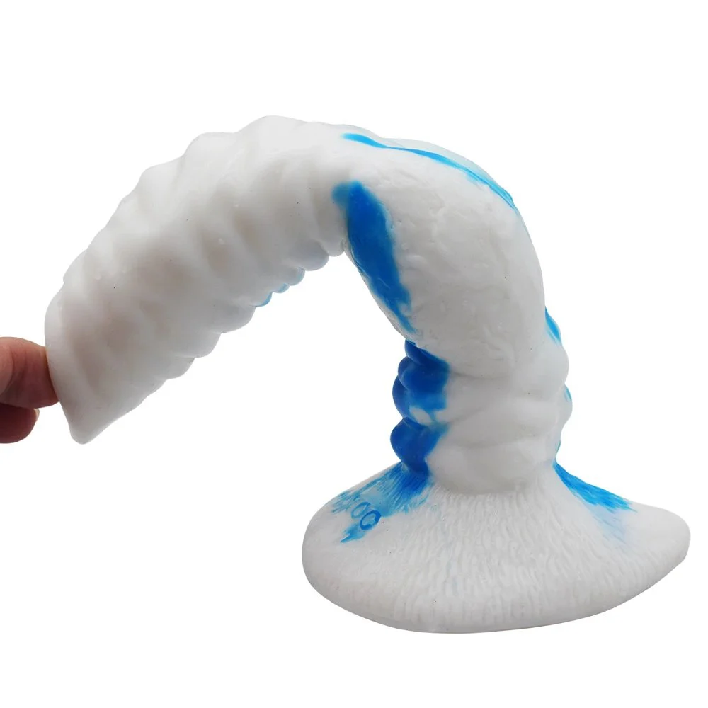 Soft Flexible Sex Male Dildos Animal Artificial Dildo Huge Dog Dildo Silicone Ribbed Anal Plug with Strings for Unisex