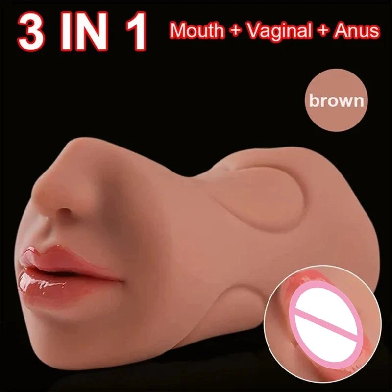 3 in 1 Sex Toys Men Masturbation Realistic Vagina Pocket Pussie Mouth Male Masturbator