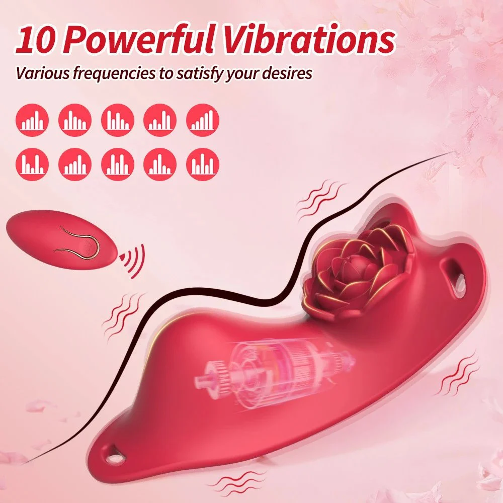 10 Modes Wearable Rose Panty Vibrator with Remote Control Sex Toy Women