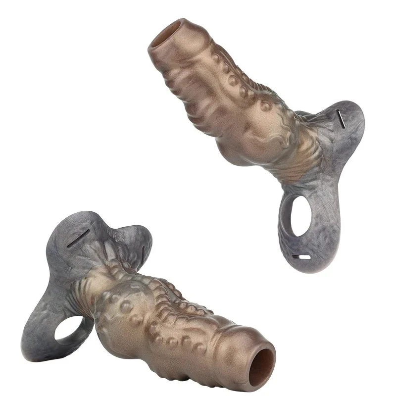 Mocha Gray Penis Sleeve Fantasy Series Wearable Male Penis Extender Open-Ended Sleeve for Effective Enlargement