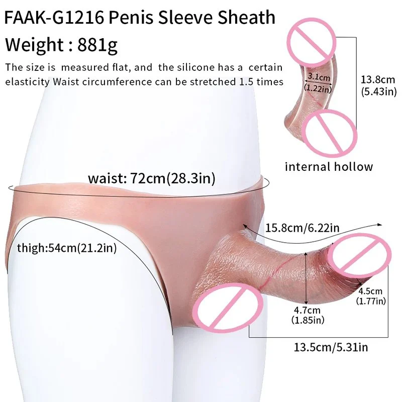 Silicone Strap on Dildo Penis Sleeve Wearable Hollow Realistic Dildo Sex Toys for Men Dick Enlargement Male Masturbator