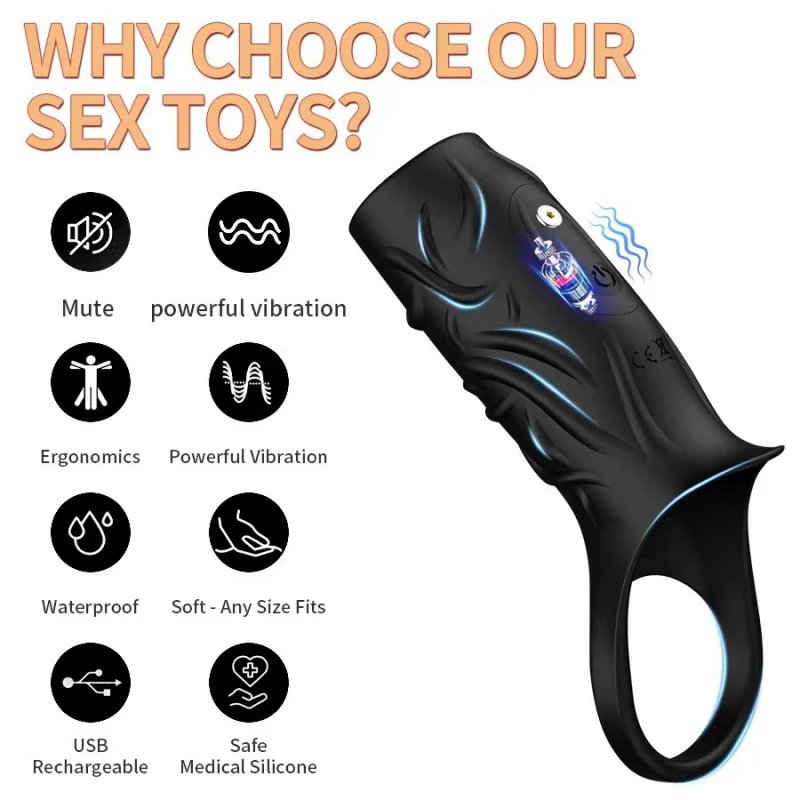 Wolf Tooth Set Thickening Vibrating Locking Ring for Couples Physical Enlargement Sex Toy