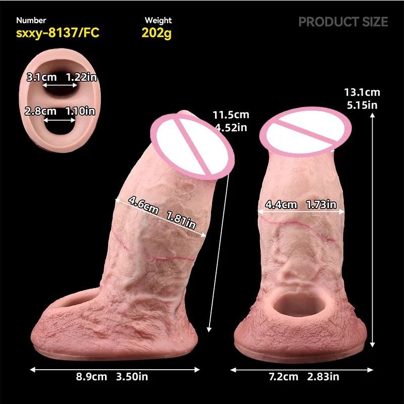 Silicone Open-ended Penis Sleeve Cock Enlagers Reusable Lifelike Penis Enlargement Thickening Sex Toys for Men