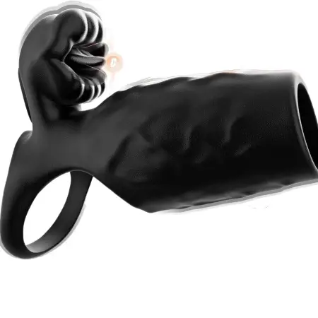 9 Modes Tongue Licking Clitoral Stimulator Vibrating Cock Ring with Penis Sleeve Male Sex Toys for Men