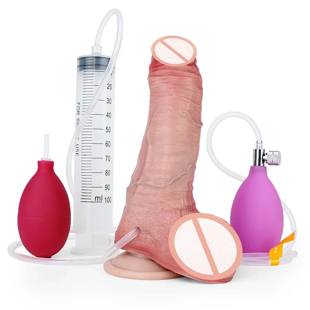Squirting Dildo Soft Silicone Inflatable Ejaculation Dildo Artificial Penis Massage Vagina Simulation Sex Dildo