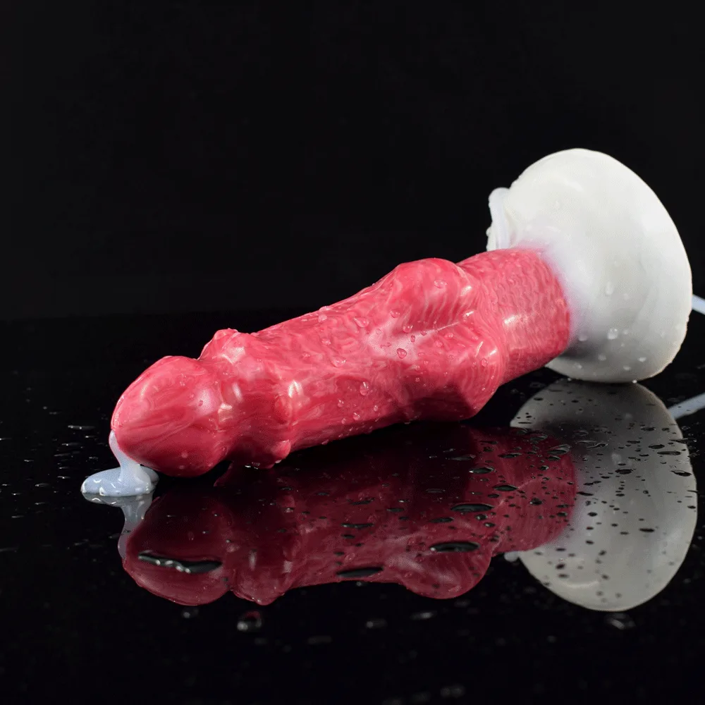 New Style Squirting Monster Suction Cup Dog Knot Fantsay Realistic Penis Silicone Dildo for Female Male