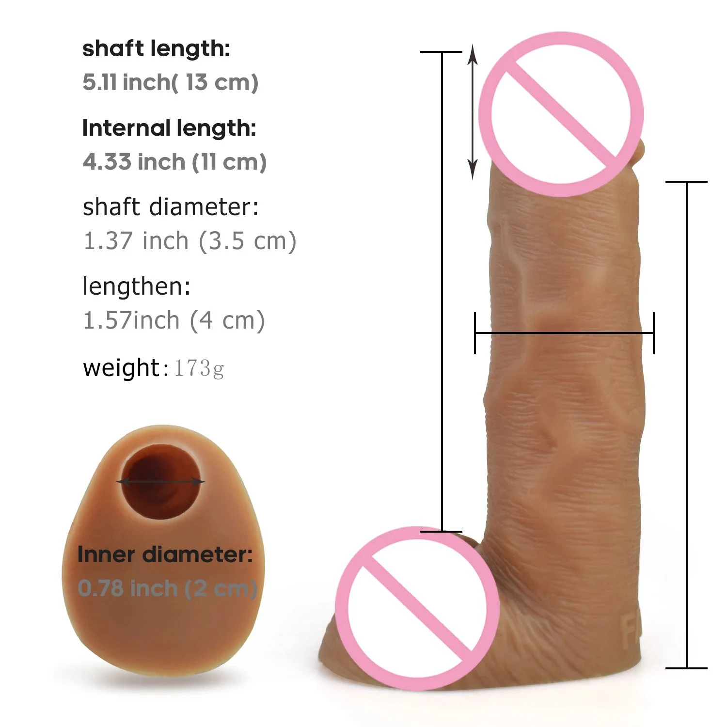 6 Inch Realistic Color Skin Real Wearable Skin Penis Chastity Belt for Lesbian Penis Sleeve Reusable Condom