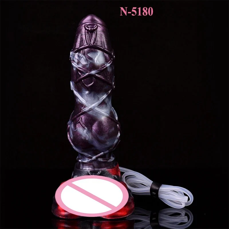 Squirting Horse Dildo with Big Knot Ejaculating Horse Dildo Silicone Squirting alien Cock Hand Free Anal Plug Adult Sex Toy