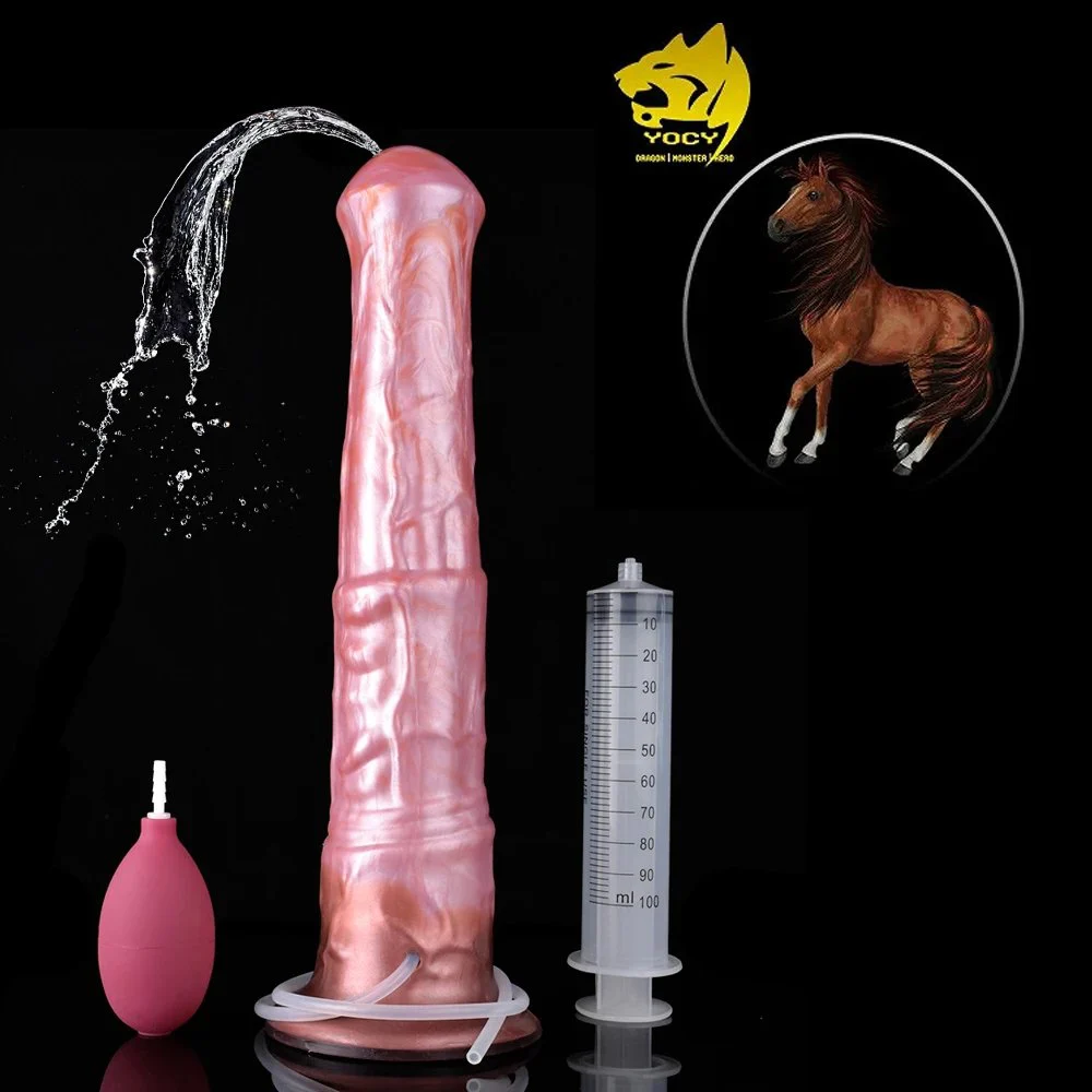 Newest Color Fantasy Big Horse Squirting Dildo Custom Suction Cup Silicone Realistic Long Horse Penis with Suction Cup