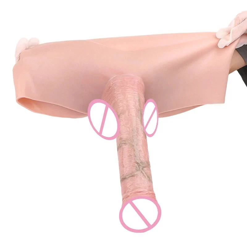 Huge Realistic Strap-on Hollow Dildo Wearable Penis Sleeve Pants for Men Women Gay Lesbian Adult Silicone Sex Toy