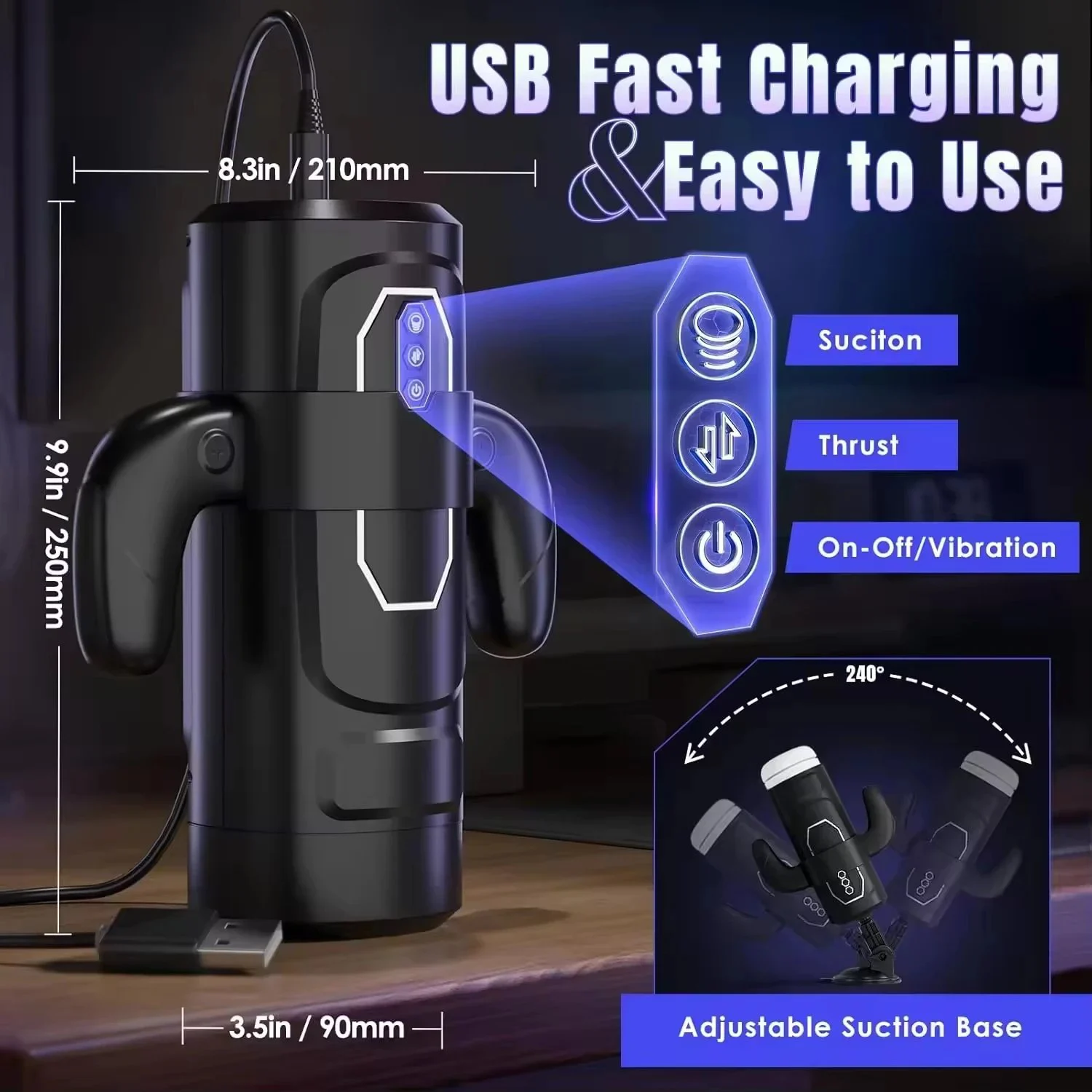 Electric Male Masturbator-100% Waterproof 6 Thrusting 3 Suction Functions Real Touch Feeling Customized Color Masturbation