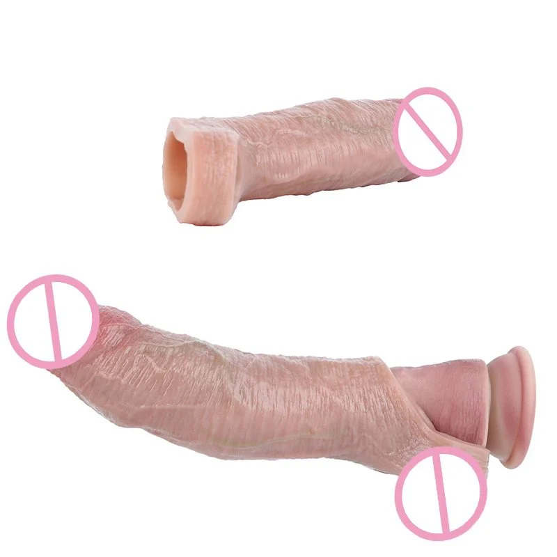 5.82in Hollow Skin Dildo Silicone Penis Extender Delay Ejaculation Penis Enlargement Sex Toys Penis Sleeve Sex Enhancer for Men