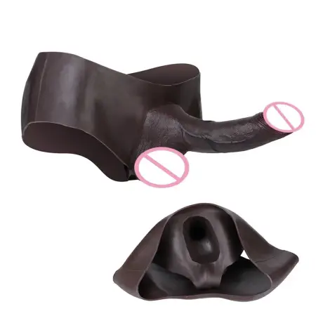 Strap-on Hollow Penis Extended-Length Penis Sleeve - Obsidian Black Model Male Enhancement Realistic Penis Sleeve
