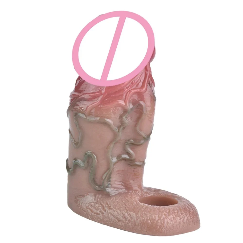 4.7in Skin Male Extension Enlargement Penis Sleeve Reuseable Silicone Sex Toys Adult Dildo Sleeves Couple Sharing Sex Toys