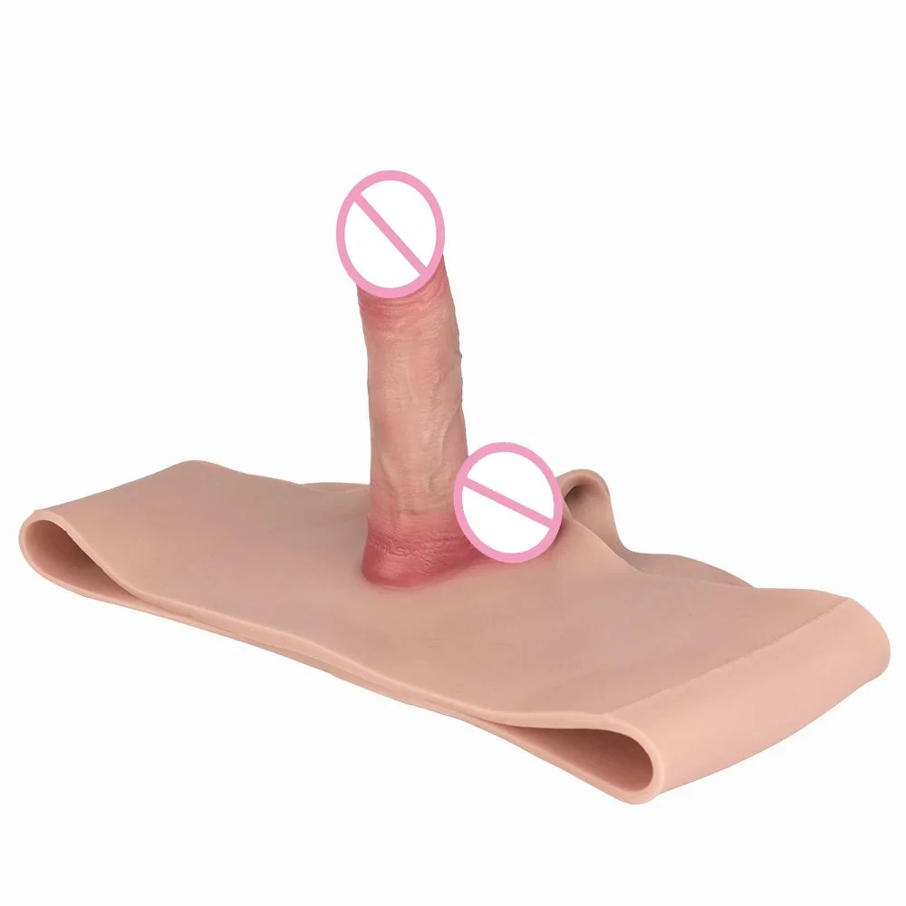 Strap on Dildo Briefs Silicone Wearable Long Penis Sleeve Panties Transgender with Realistic Hollow Penis Adult Men Toys