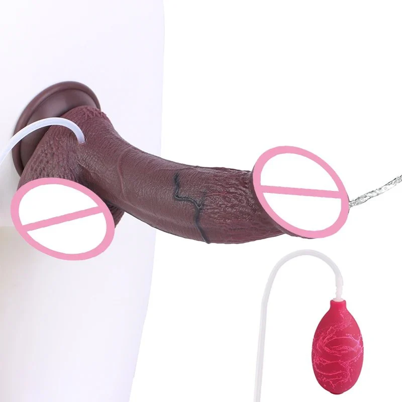 Obsidian-colored Realistic Dildo Medical-grade Silicone Squirting Dildo Adheres to the Body Suitable for Women