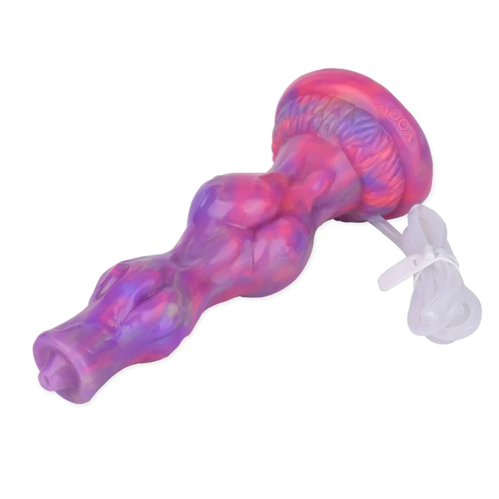 Squirting Ejaculating Luminous Animal Wolf Knot Dildo Anal Plug Soft Sex Toys for Woman