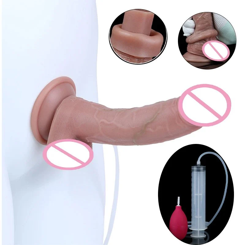 Skin-sliding Realistic Squirting Dildos Double-Layer Suction Cup Female Masturbator Medical-Grade Silicone18+ Adult Toy