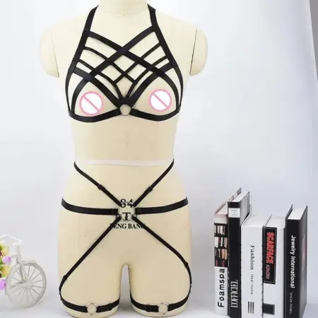 Fetish Body Harness Wear Cage Bra Women Sexy Bondage Lingerie Handmade Cupless Body Harness Goth Crop Top Underwear