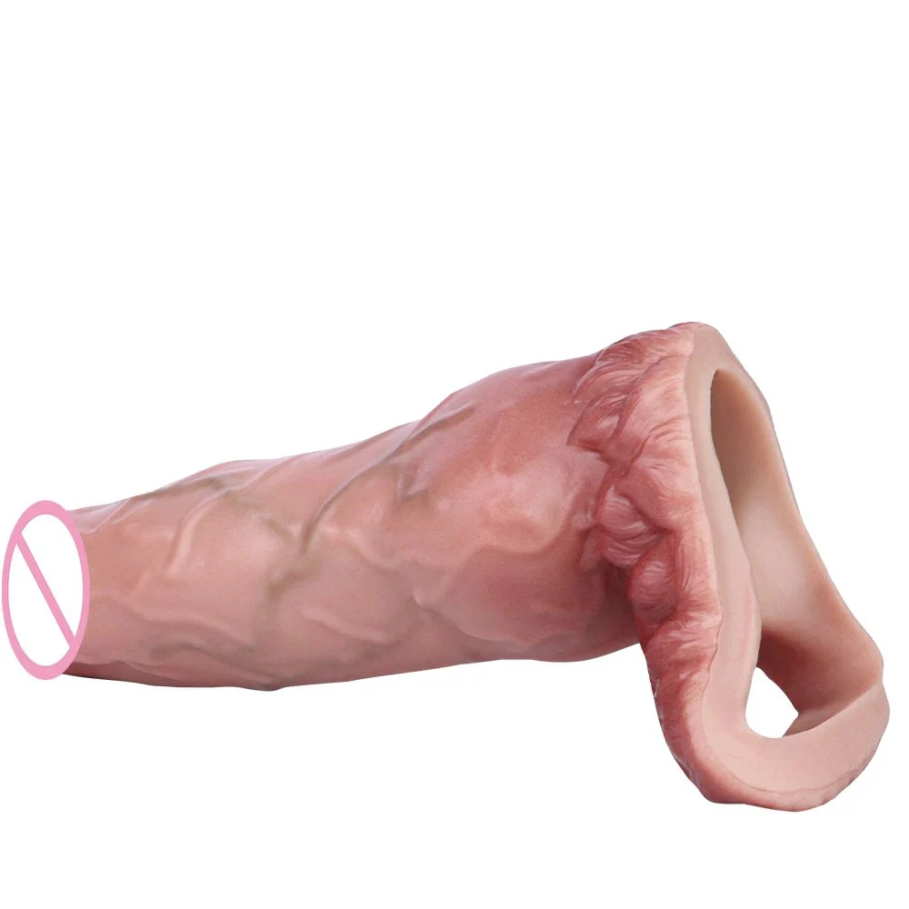 6inch Realistic Silicone Penis Sleeve Inner Wall Thread Design Penis Extension Sleeve Penis Enlargement Cock Sex Toy for Man