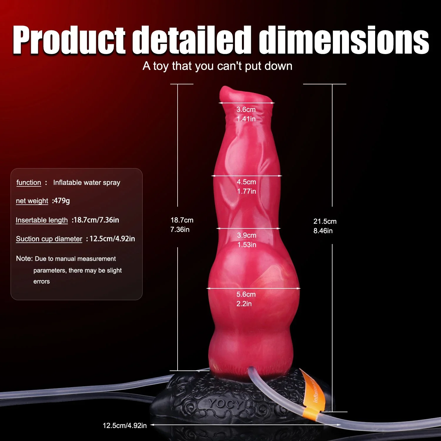 New Fantasy Horse Dildo Ejaculation Dildo with Spring Red Penis Inflatable Squirting Dildo for Couple Love