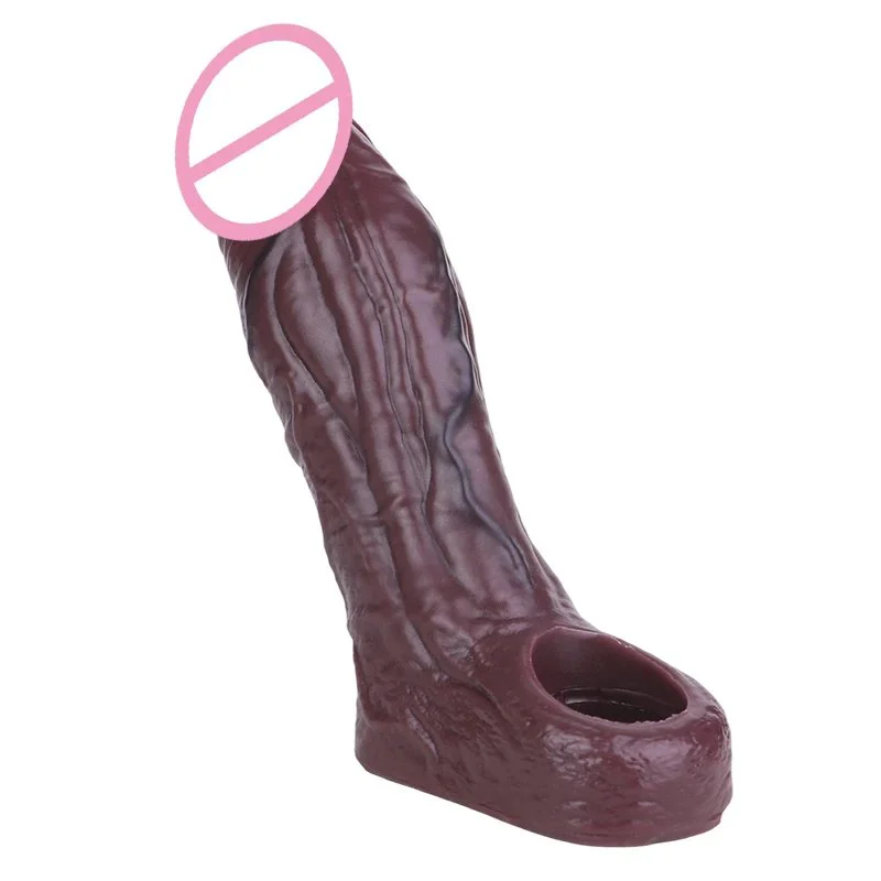 Adult Realistic Penis Sleeve Thick Cock Sleeve Closed Head Silicone Dildo Sheath Penis Enlargement Sex Toys for Men