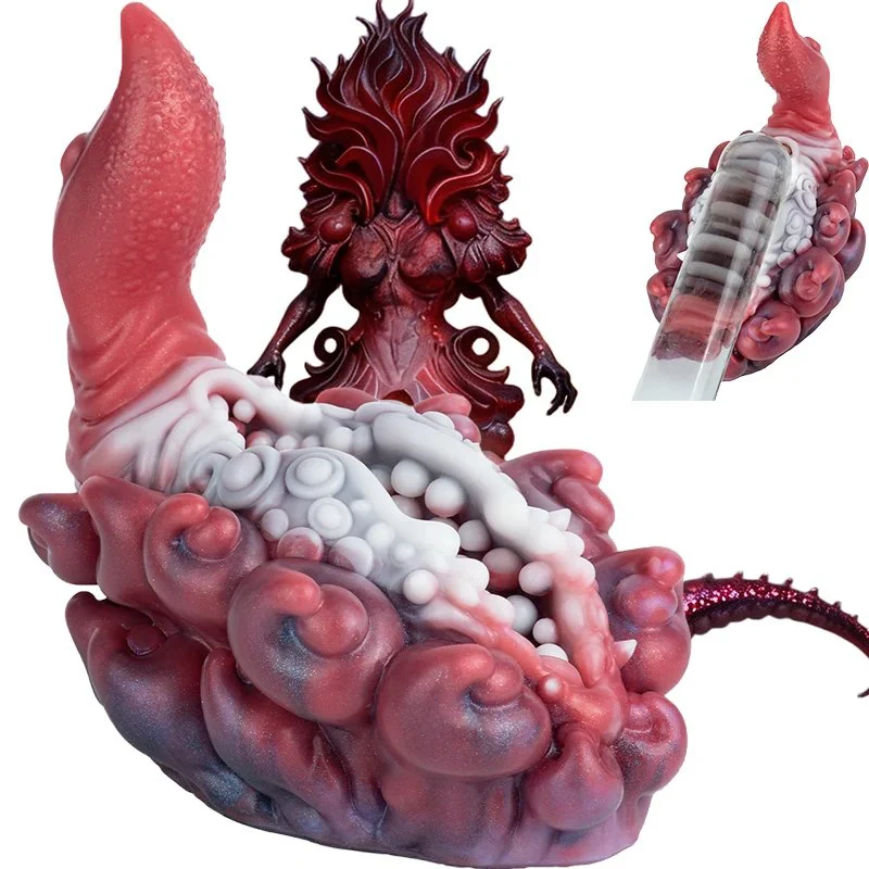 Alien Monster Male Masturbator with Long Tongue Fantasy Pocket Pussy 3D Textured Men Stroker Men's Grinder No Channel Toys