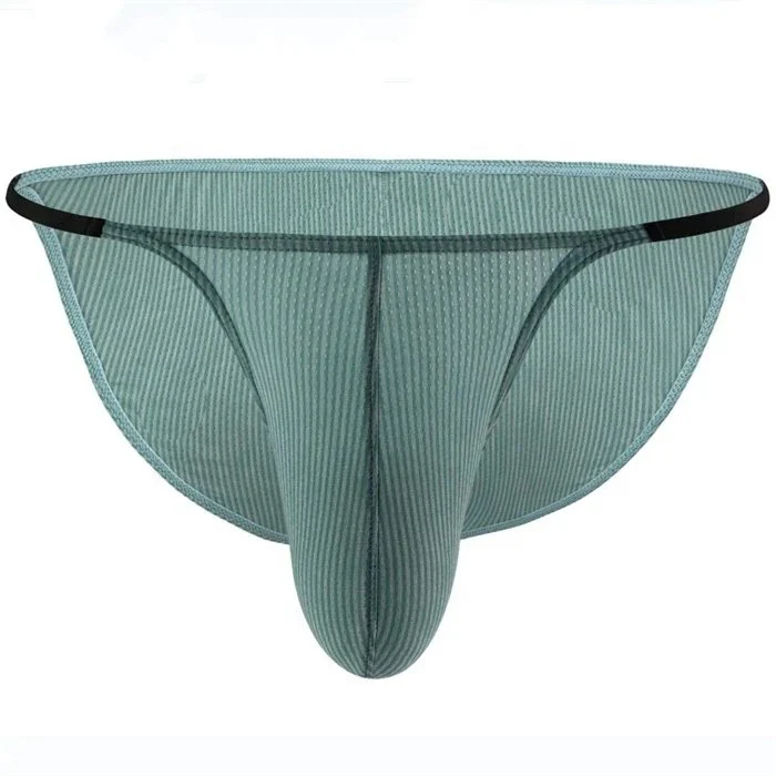 Men's Sexy Low Rise T-Back Thong G-String Briefs Bulge Pouch Knitted Underwear for Adults