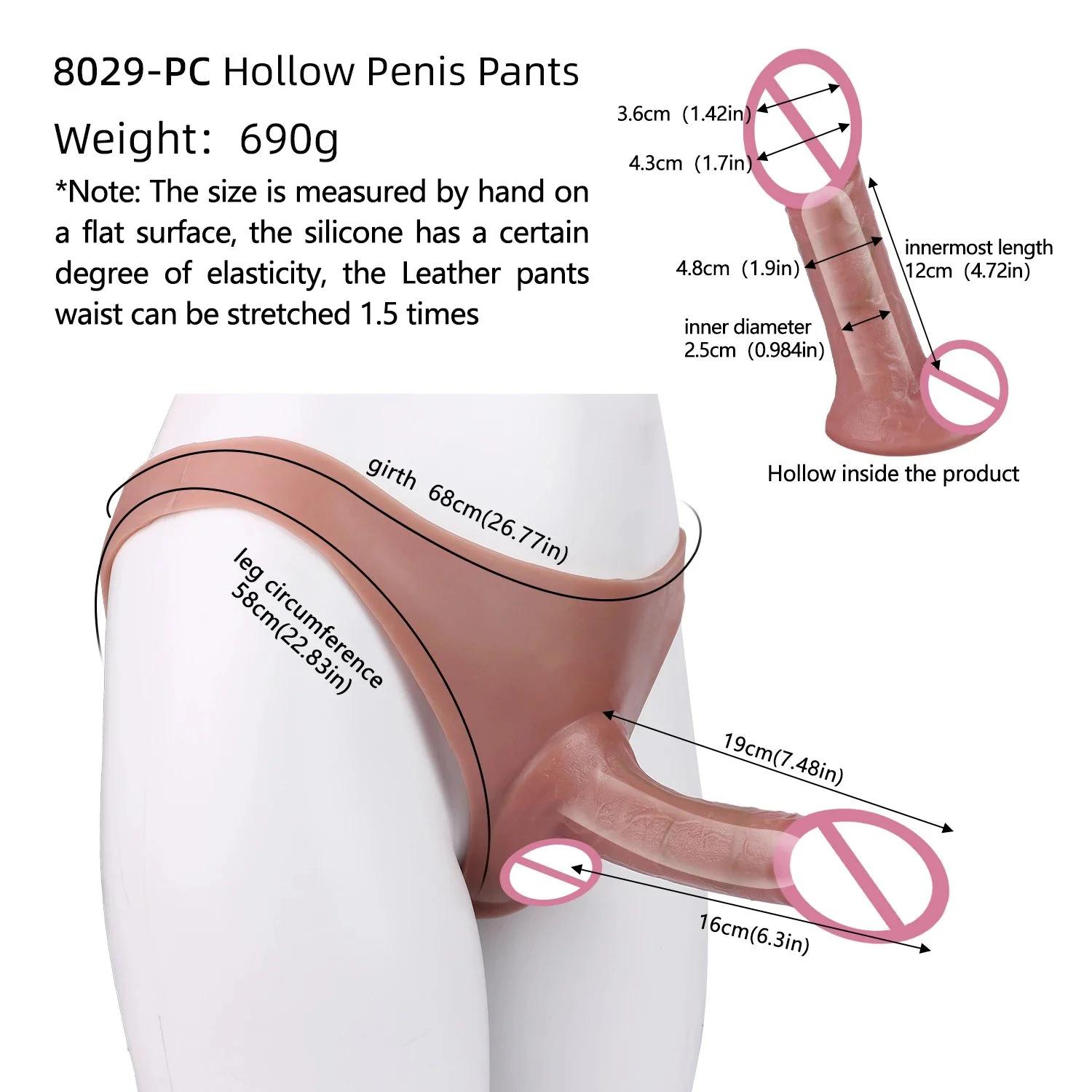 Strap on Ultra Dildo Penis Extend&Enlarge Sleeve Pants Silicone Wearable Hollow Dildo Panties Anal G-Spot Play Sex Toy Men