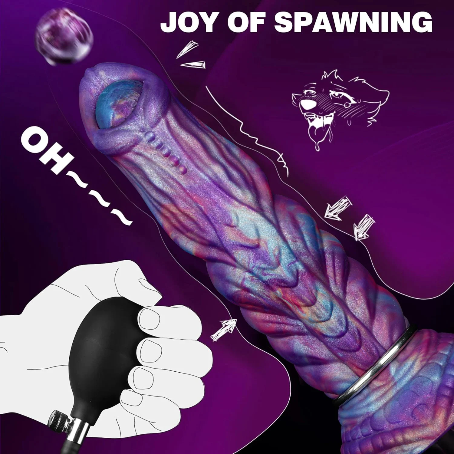 Monster Ovipositor Dildo with 4 Eggs Liquid Silicone Waterproof Inflatable Pump Fantasy Horse Knot Dragon Sex Toy Suction Cup
