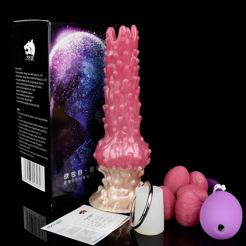Ovipositor Sex Toys with Five Eggs Platinum Silicone Ovipositor Dildo alien Cock Egg-Laying Fascination Toy